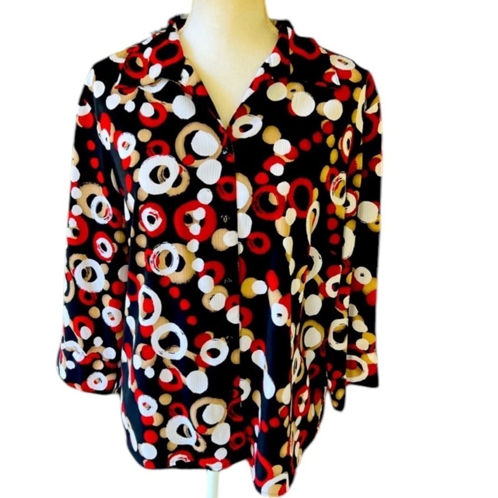 Elementz ladies 34 sleeve blouse button-down NWOT extra large - Picture 2 of 16